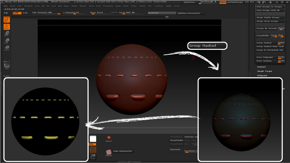 how to mask cavity zbrush