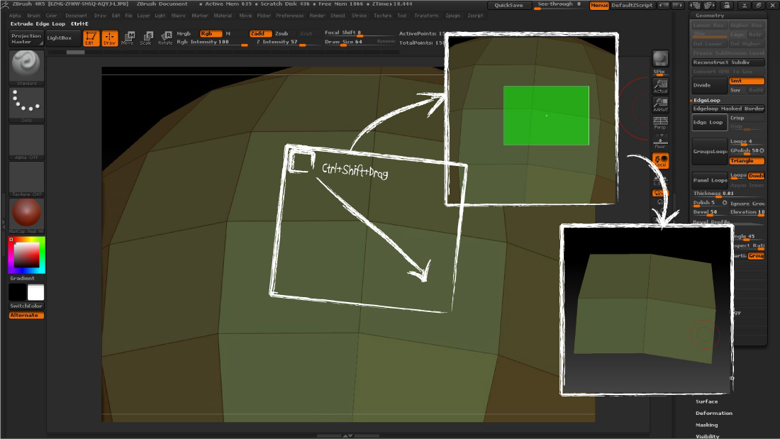 how to add edge loops in zbrush